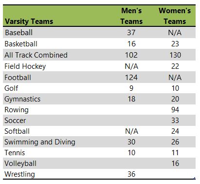 University of Iowa athletic team listing