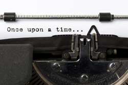 Typewriter with text once upon a time representing Top 10 Mistakes Students Make on their College Application Essays