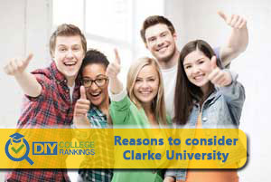 student happy about Clarke University