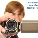 Person with video camera representing how to create a baseball recruiting video