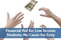 hands grabbing money representing financial aid for low income students