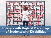 Student lookng at maze representing colleges for students with disabilities