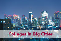 View of city at night representing appeal of colleges in big cities