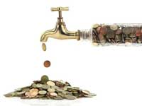 Money from faucet representing best bets for college merit scholarships