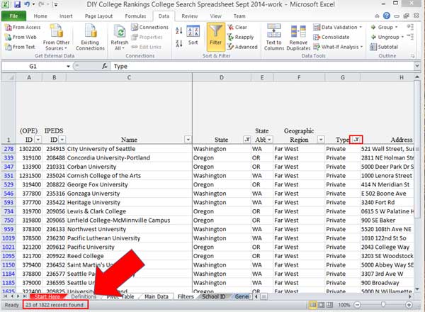 Excel filters results with two filters