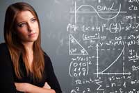 girl with equation to calculate chances of getting a college athletic scholarship