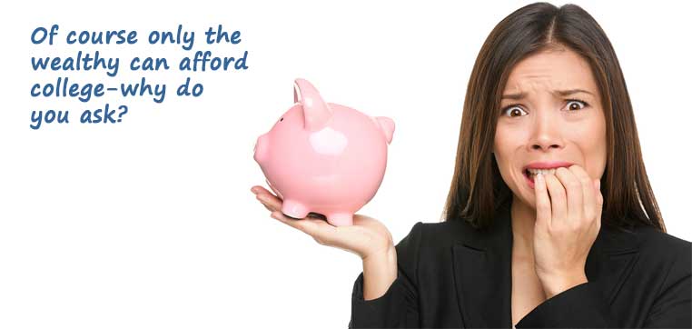 worried woman holding piggy bank representing who gets financial aid