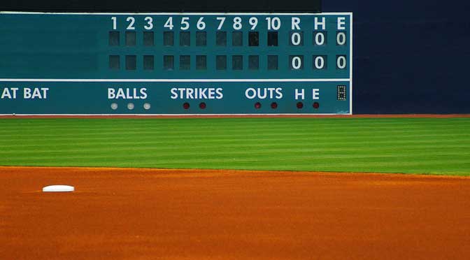 baseball scoreboard representing knowing the numbers of athletic scholarships in getting recruited