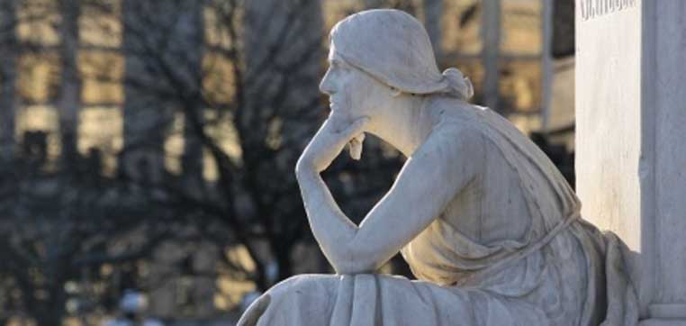 statue of woman of thinking about what happens to people who go to colleges no one has ever heard of