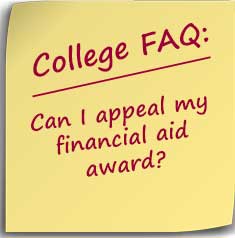 Post-it note asking Can I appeal my financial aid award?