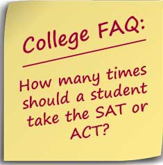 Post-it Note asking How many times should a student take the SAT or ACT?