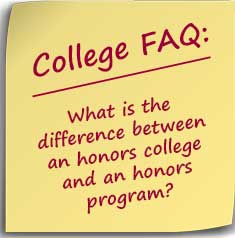 Post-it Note asking What is the difference between an honors college and an honors program?