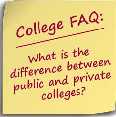 Post-it note asking What is the difference between public and private colleges?