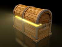 Opening treasure chest representing colleges where the average college scholarship is over $20,000