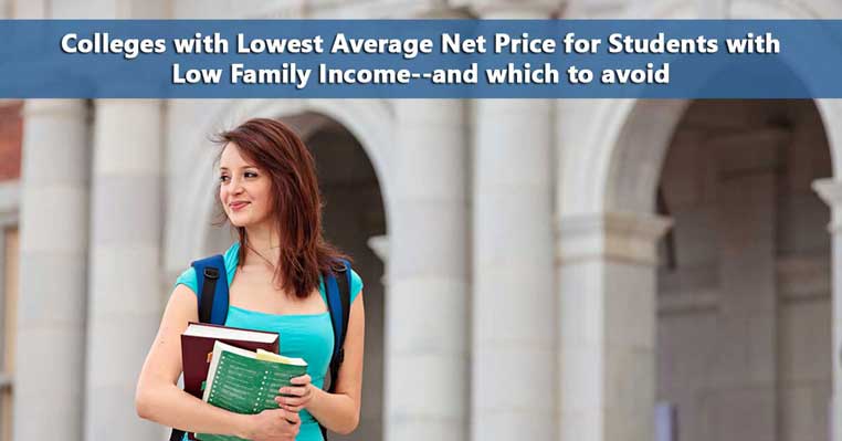 Student with books representing colleges with lowest average net price for students with low family income