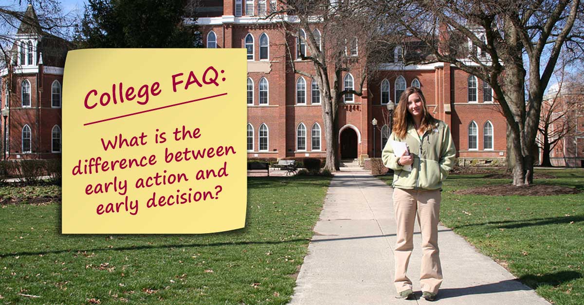 girl in front of college representing early decision vs early action