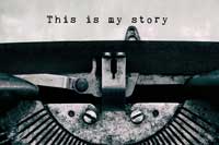 Text "This is my story" on old type writer representing how parents can help on college application essays
