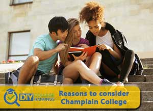 Students on steps happy about Champlain College
