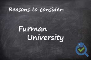 Reasons to consider Furman University written on a chalk board