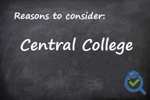 Reasons to consider Central College written on a chalk board