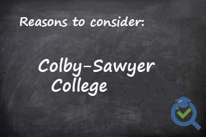 Reasons to consider Colby-Sawyer College written on a chalk board