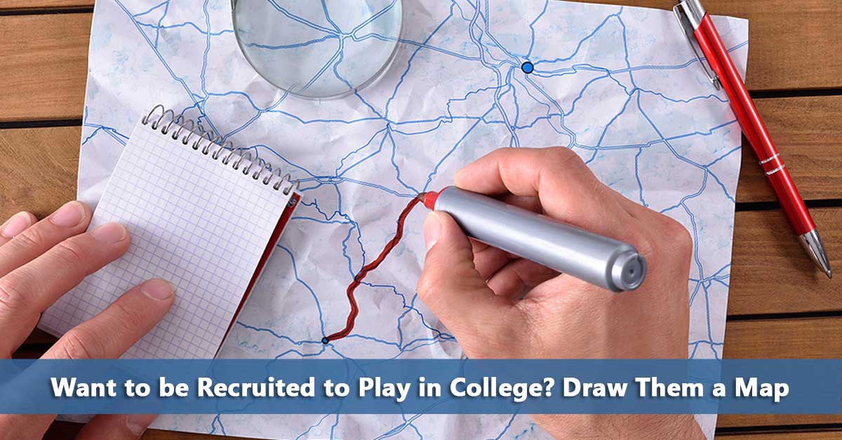 hand tracing a map representing what it takes to be recruited to play in college