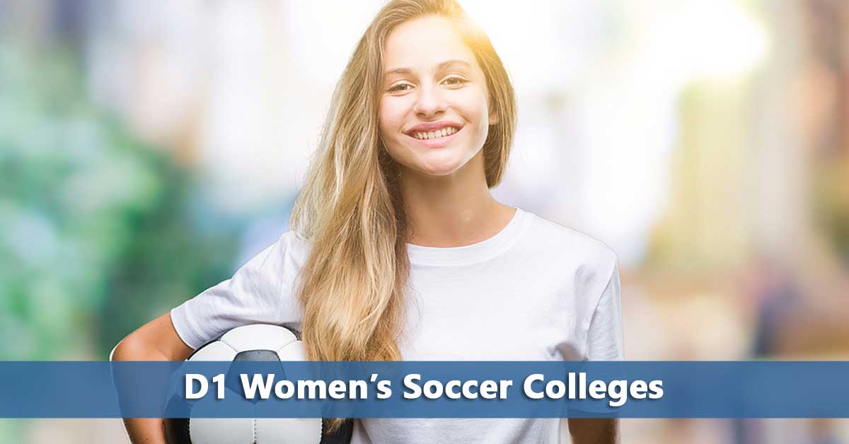 Woman holding soccer ball representing women's d1 soccer colleges