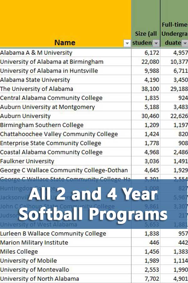 DIY College Rankings Softball Spreadsheet